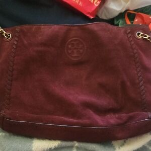 Burgundy Suede Shoulder Bag